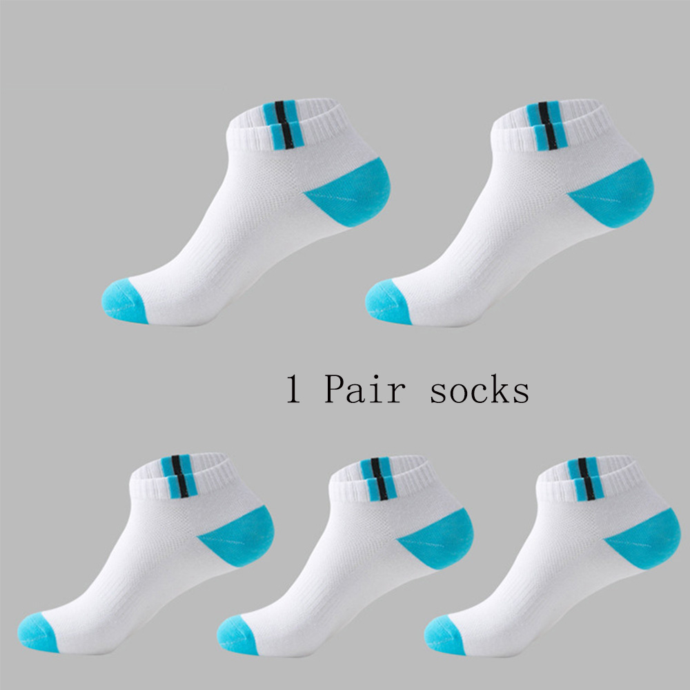 1 Pairs Autumn Summer Men's Short Tube Socks Thin Breathable Mesh Sports Socks Solid Color Patchwork Cotton Ankle Socks