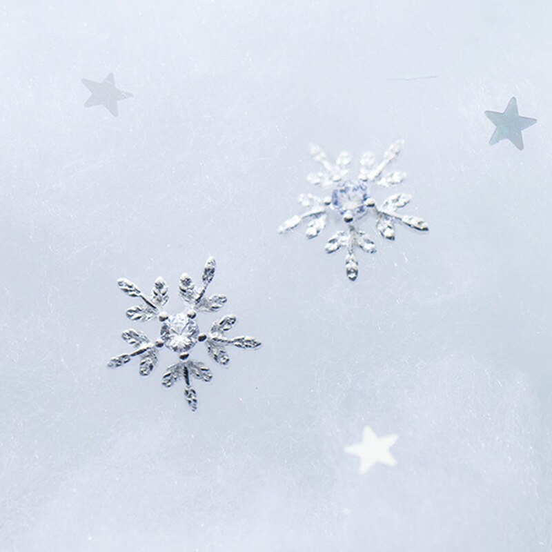 INZATT prawdziwe 925 ze srebra wysokiej próza pomocą z cyrkonią płatek śniegu stadniny kolczyki dla mody kobieta słodkie biżuterii akcesoria geometryczne prezent