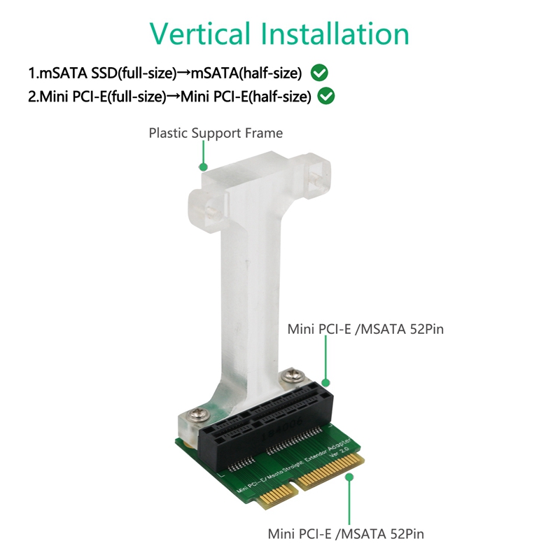 Mini PCI-E/mSATA Adapter for 3G/4G, WWAN LTE ,GPS and MSATA card(Vertical installation)