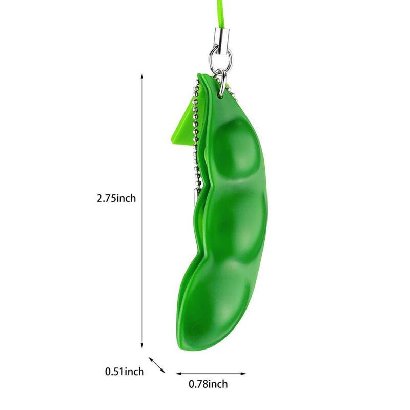 Extrudering ärtböna sojabönor edamame stressavlastning leksak nyckelring söt kul nyckelring ring paty väska charms prydnad
