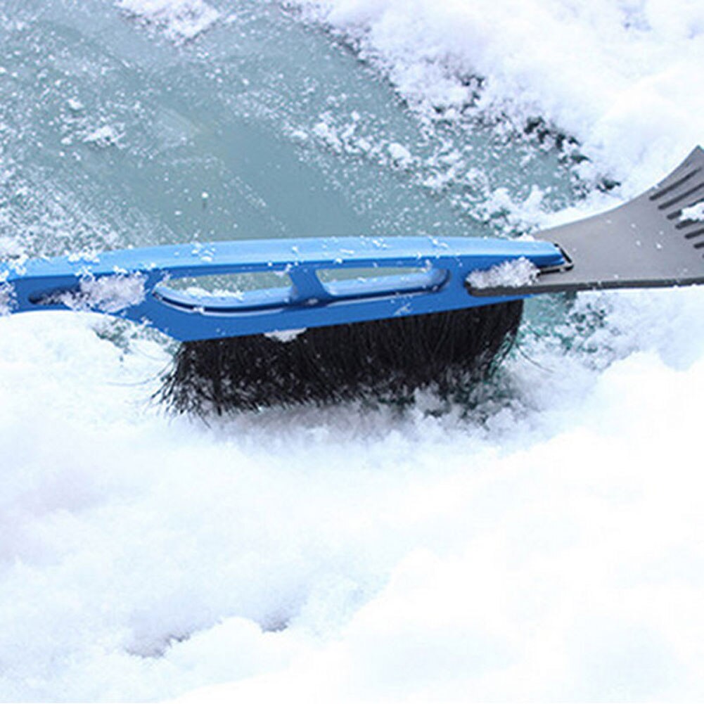 2 In 1 Ice Scraper Windshield Motorcycle Ice Breaker Tool Clean Snow Remover Winter Goods Brush For Glass Scraper Window: Blue