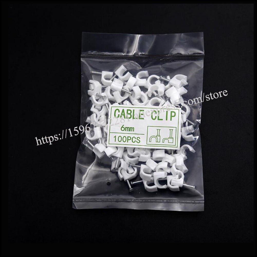 100PCS 6mm PE plastic cable clip Square plastic wire clip power line clip power line card phone line card fixed-line card