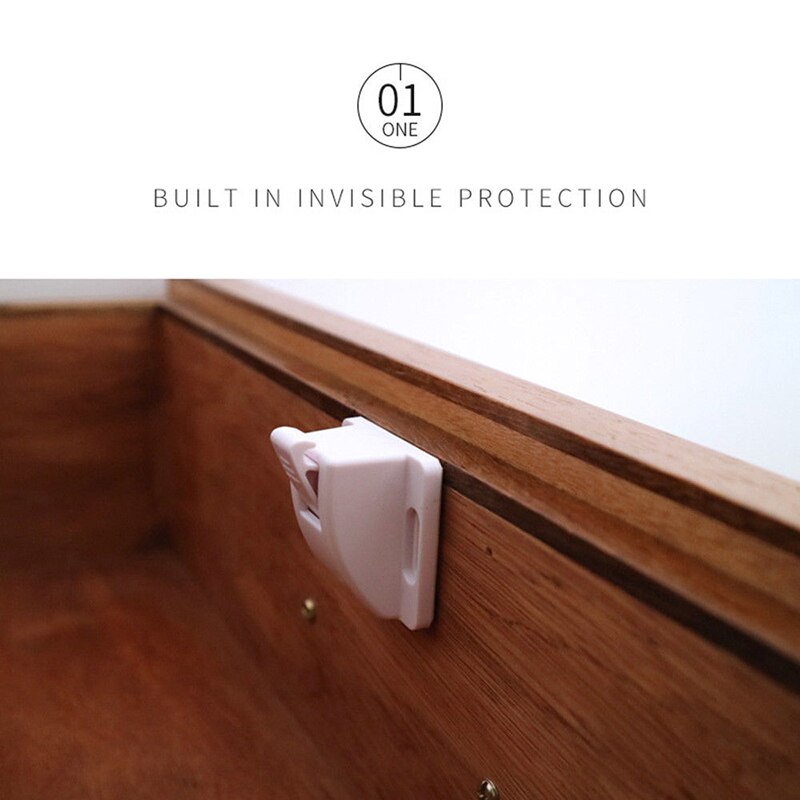Magnetic Cabinet Locks Baby Safety Invisible Child Kids Proof Cupboard Drawer Locks L5