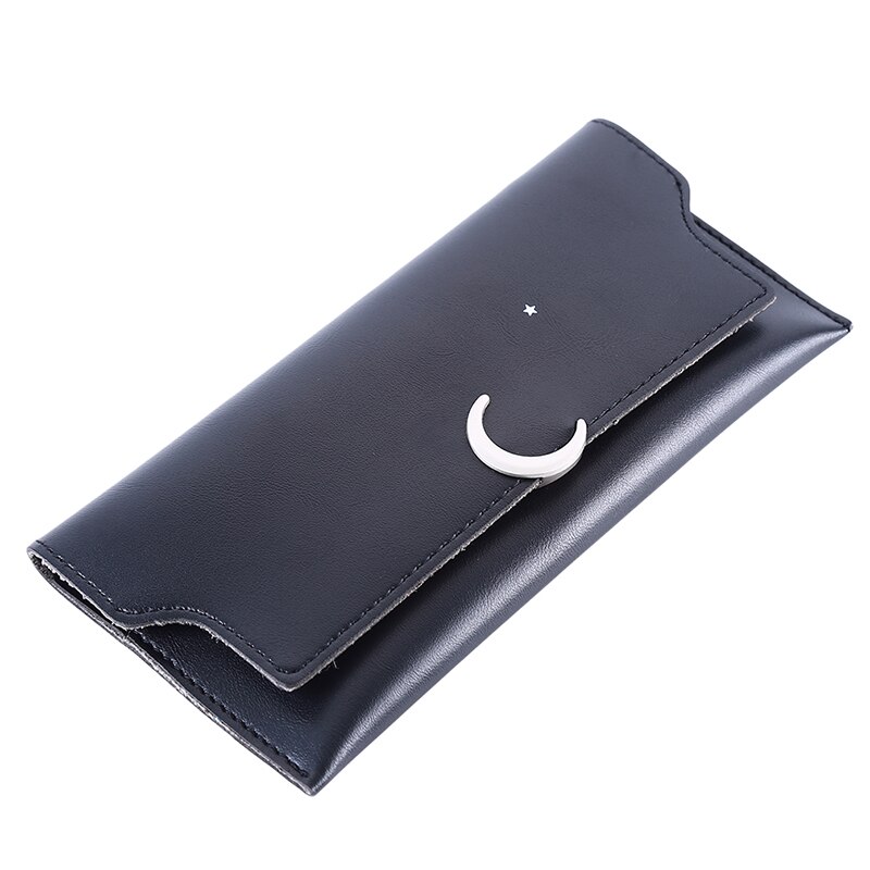 Kvinner lang star moon lommebok veske casual pu dekorative clutch bag mynt vesker holdere: Svart