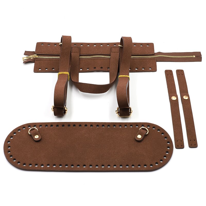 Leather Bag Set For Diy Backpack Handmade Handbag Accessories Bag Bottom Shoulder Strap Gold Zipper Women Shoulder Bag