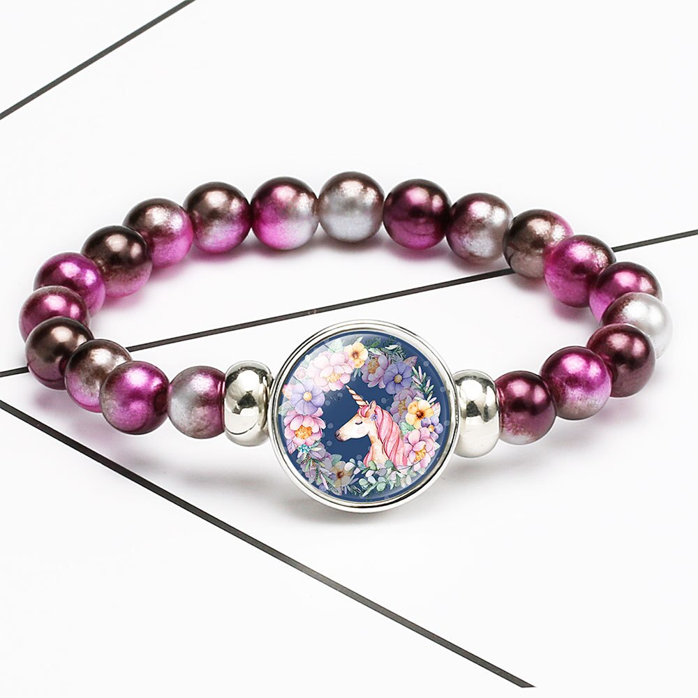 Cute Unicorns Beads Bracelets Bangles For Children Brand Jewelry Children Bracelet And Bangles Cartoon Women Accessories Girls B: 704