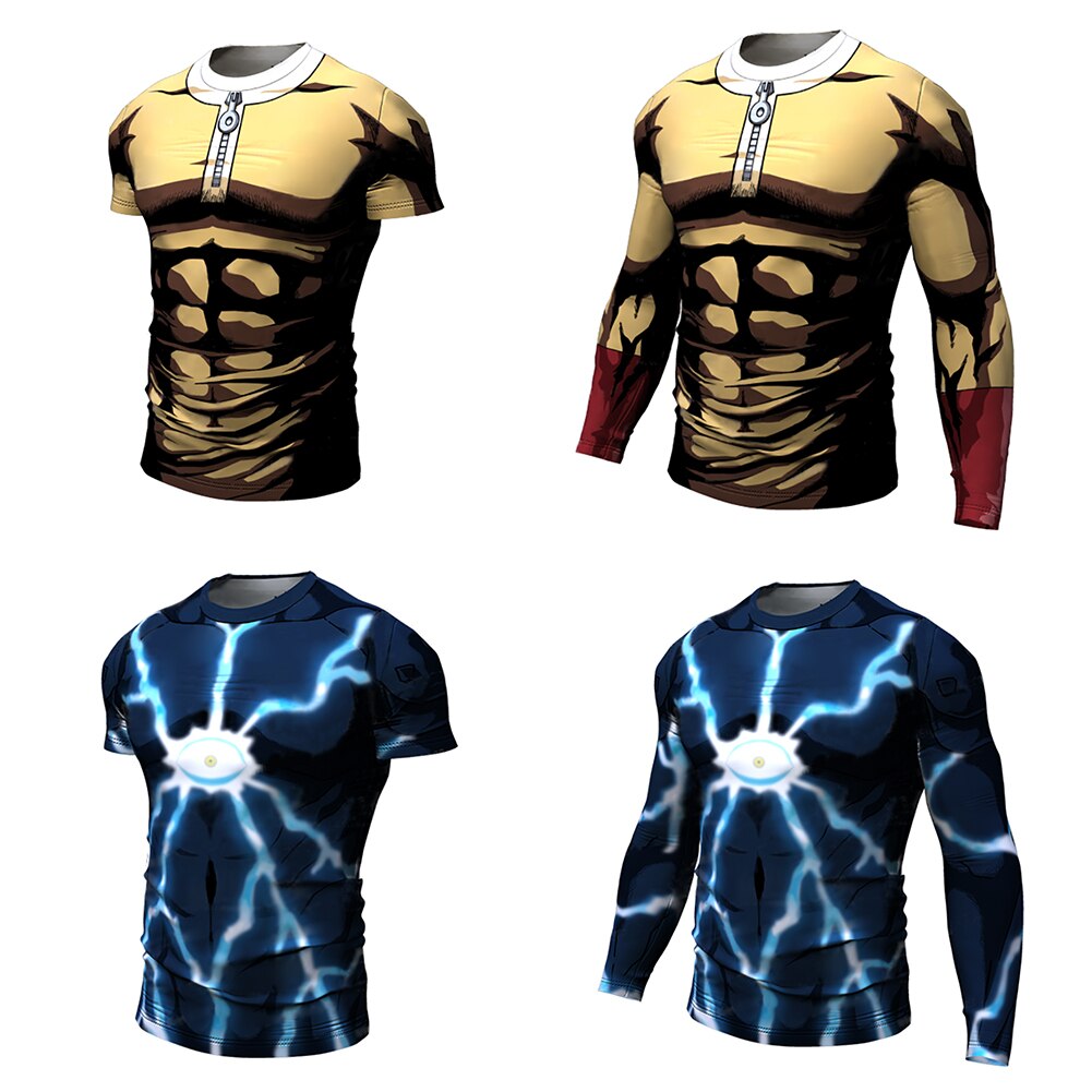 summer men's tights Anime 3d printing outdoors running fitness tshirt and pants breathable quick drying tops