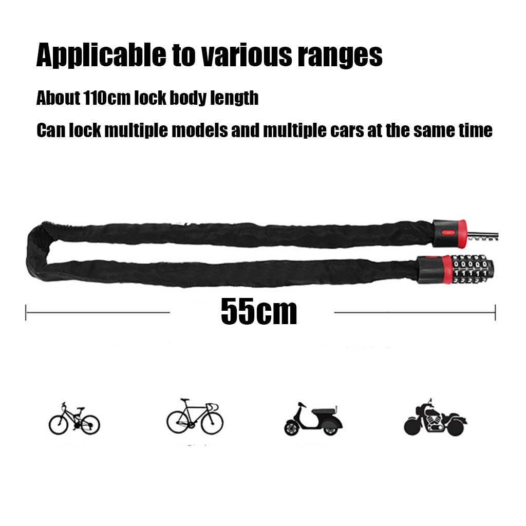 Bike Bicycle Lock Cable 5 Digital Heavy Duty Bike Combination Chain Padlock Ultra-light Portable Lock Bicycle Safety Stable #j4s