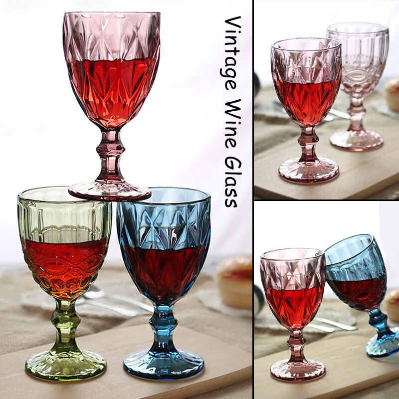 1 pz 240/300ml bicchiere da vino rosso in rilievo retrò calice bicchiere da succo bere Champagne whisky Cup decorazioni per feste di nozze