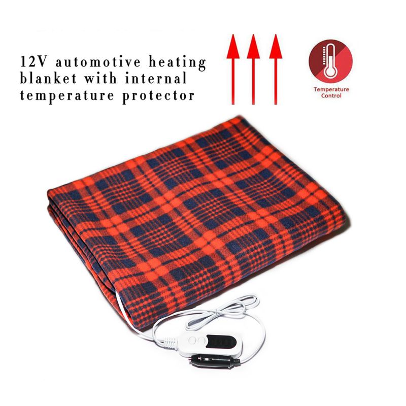 Electric Blankets Fleece Red Plaid 12V Heated Automotive Smart Multifunctional Travel Electric Car Blanket With High Low Temp