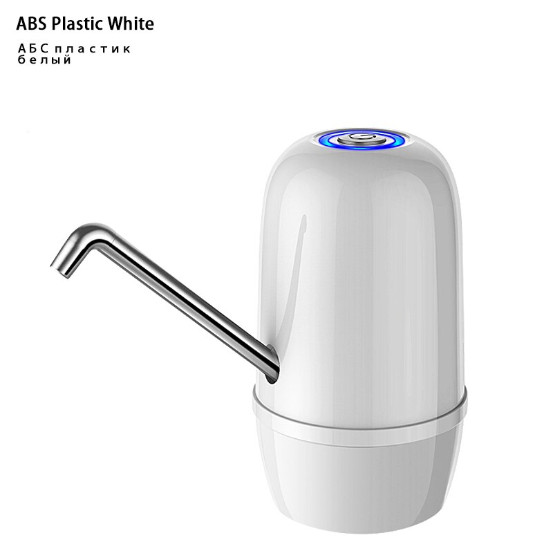 Sainless Staal Water Fles USB Pomp Dispenser Zilver Elektrische Drinkwater Dispenser Tap Met 2000 mAh Dual Pompen Krachtige: Plastic White