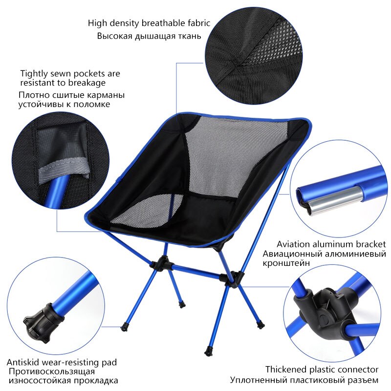 Resa ultralätt hopfällbar stol utomhus camping stol super hård hög belastning strand vandring picknick sits fiske bärbar verktyg stol