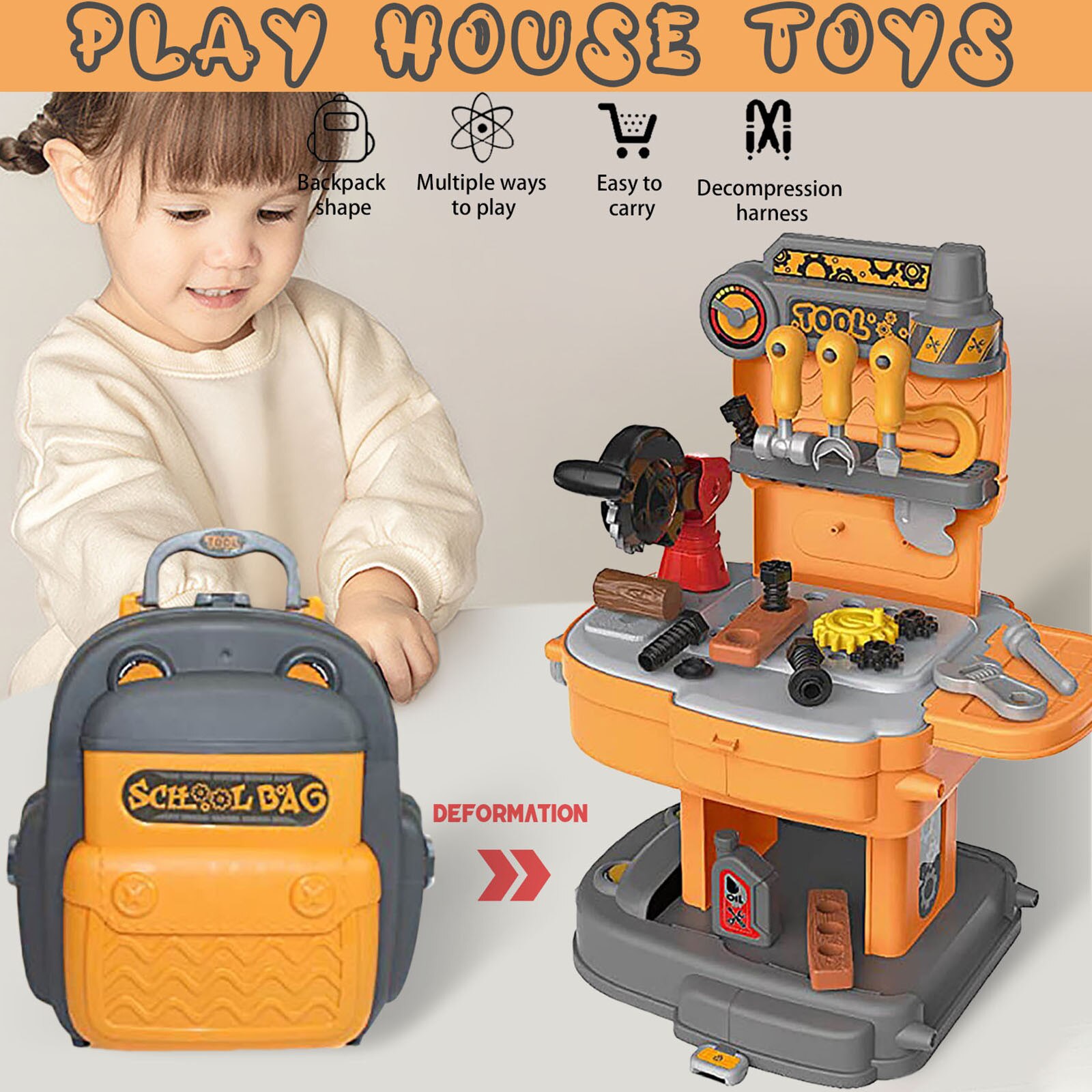 Pretend Play Engineering Tool Set Box Kit with Carry Case Toys for Kids 3 Year Old Play House Tool Toys Tool model birthday