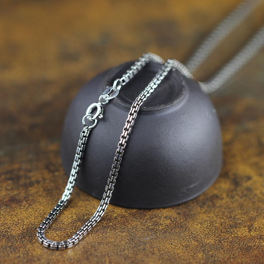 Bocai Effen S925 Sterling Zilveren Sieraden Thai Zilveren Handgemaakte Dames 2.0Mm Carve Dubbele Box Ketting 925 Zilveren Vrouw ketting