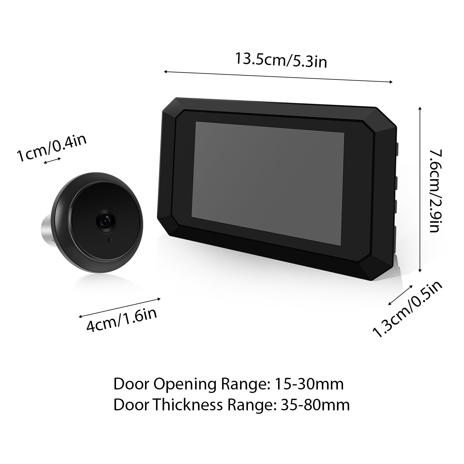 3.97 '' lcd digitalt kighulskamera til lejlighedsdør 1080p 120 graders farveinfrarødt kamera dørmonitor type-c genopladeligt