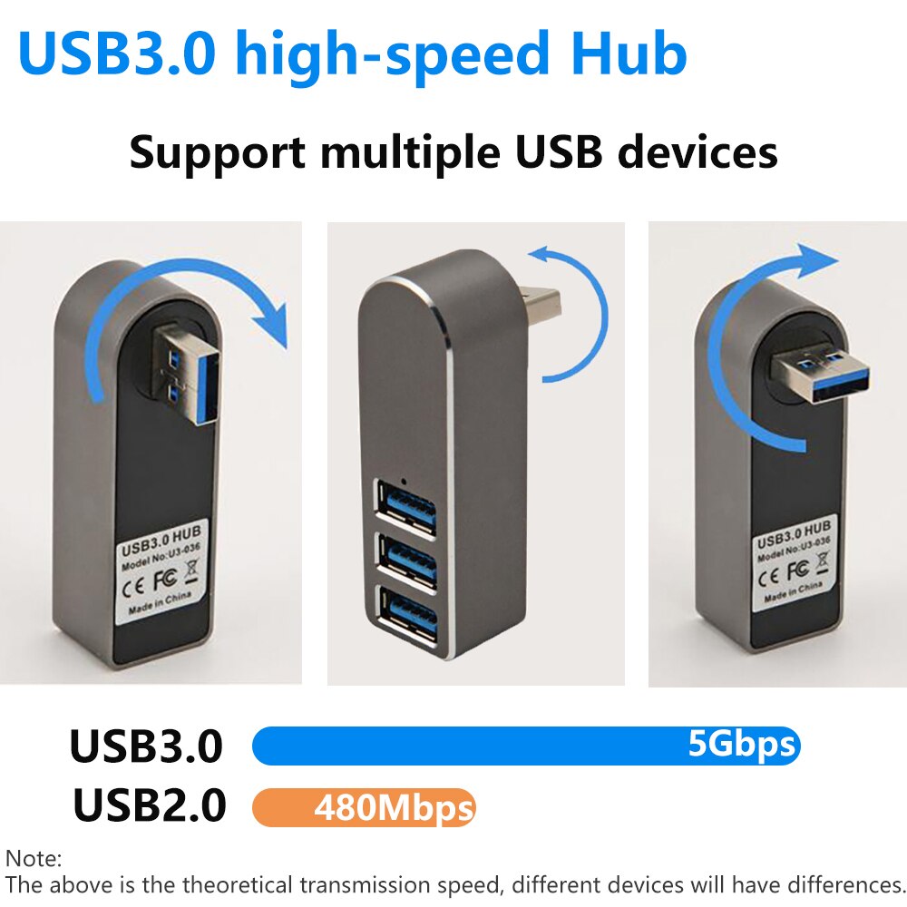 Aluminium USB3.0 Hub Splitter Usb Hub Hub 3 Poorten Usb 3.0 Mini Hub