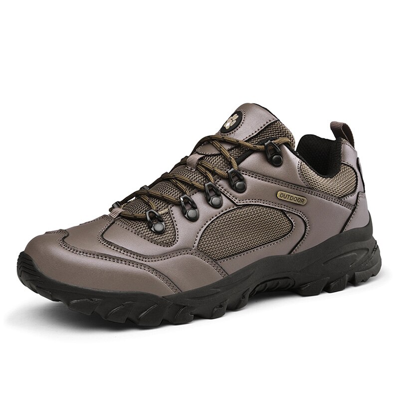 SUROM Autumn Mens Boots Outdoor Non-slip Rubber Shoes Breathable Thick Sole Low Work Boot Super Big Size 39-49 Male Footwear: KQLZ-506-Brown / 48