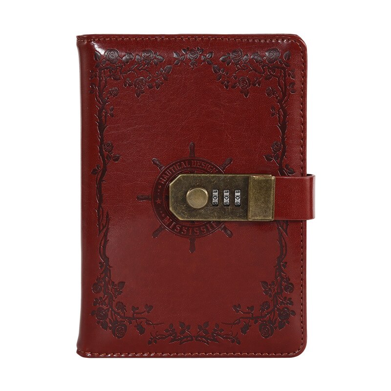 Diario de cuero Pu A5 con bloqueo, planificador, contraseña, cuadernos Retro y diarios, Agenda, cuaderno de notas, suministros para cuaderno de colegio