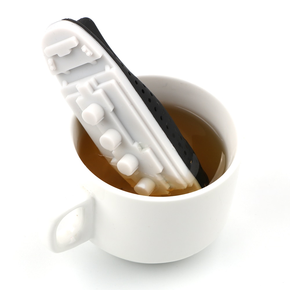 Te si skib stil titanisk form te infuser urte filter diffuser teware tomme silikone teposer