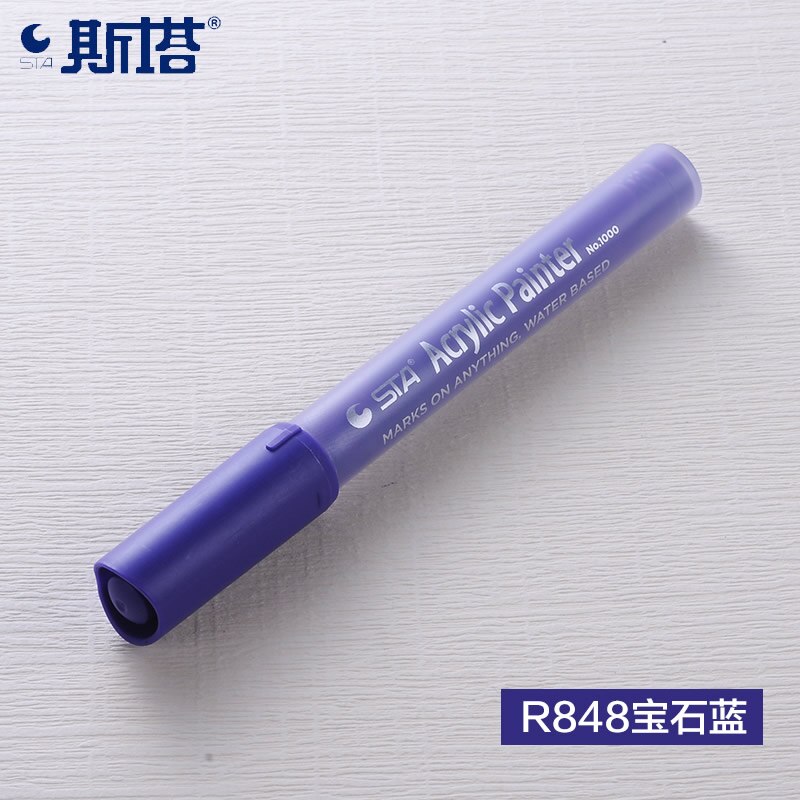 STA 1Pc 2mm Acrylic Paint Marker pen Detailed Marking Color Paint Pens for Ceramic Rock Glass Porcelain Mug Wood Fabric Canvas: Sapphire blue R848