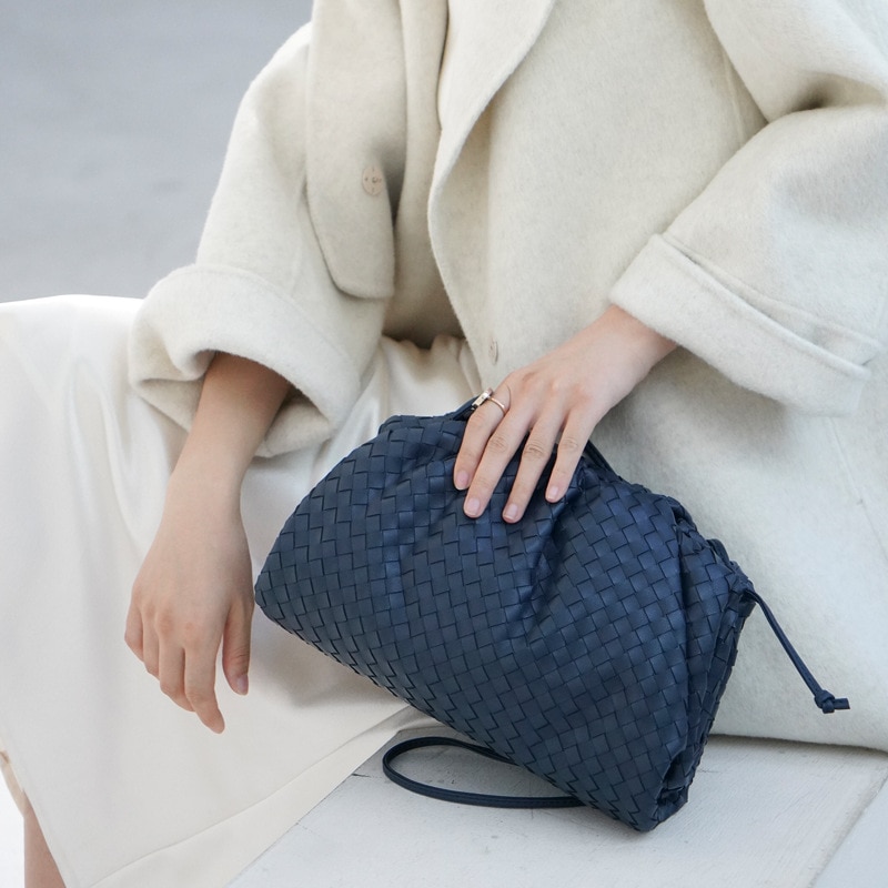Weben Wolke Knödel Tasche Neue Weibliche Hand Tasche Stricken Kreuz-körper Tasche Hälfte Kreis Clip Tasche Zwei größe