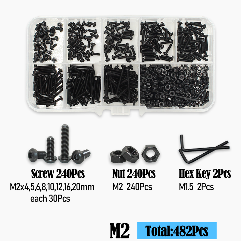 Vis à capuchon hexagonal rond 2510p M2 M2.5 M3 M4 M6 Grade10.9, tête de bouton ronde, vis d'entraînement Allen, kit de rondelles d'écrou à boulon ISO7380: WHITE