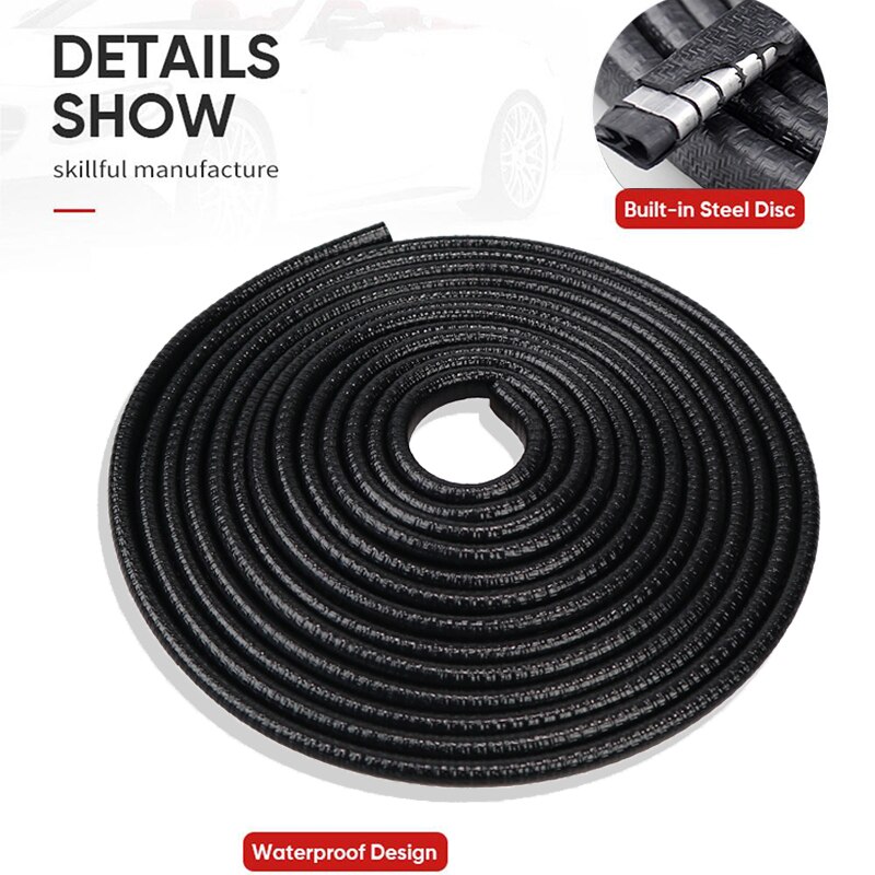 SRIMXS-tira anticolisión para puerta de coche, accesorio con disco de acero, embellecedor de parachoques, borde Protector contra arañazos, sellado, estilo, 2/5M