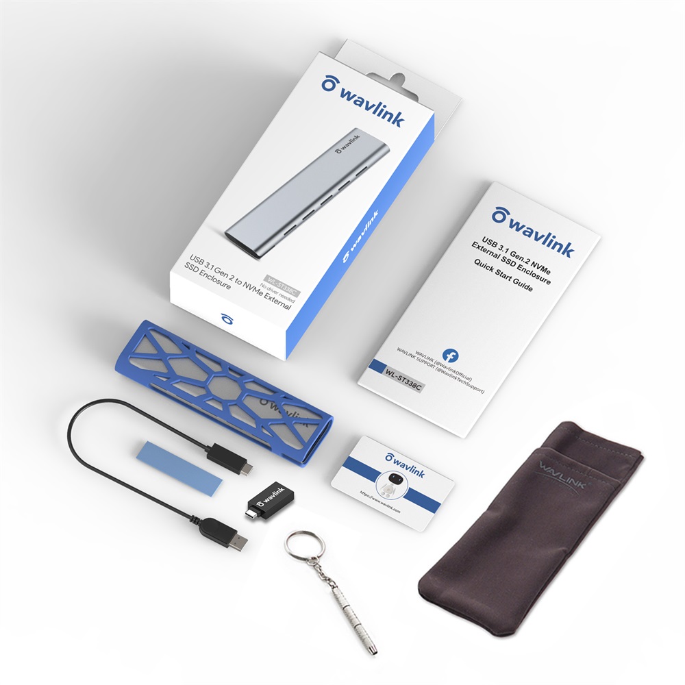 WAVLINK USB C M.2 obudowa do zewnętrzny dysk twardy SATA NGFF SSD USB 3.1 Gen 2 10 gb/s obsługuje SATA NGFF SSD klucz B + M lub B interfejsy: Złota