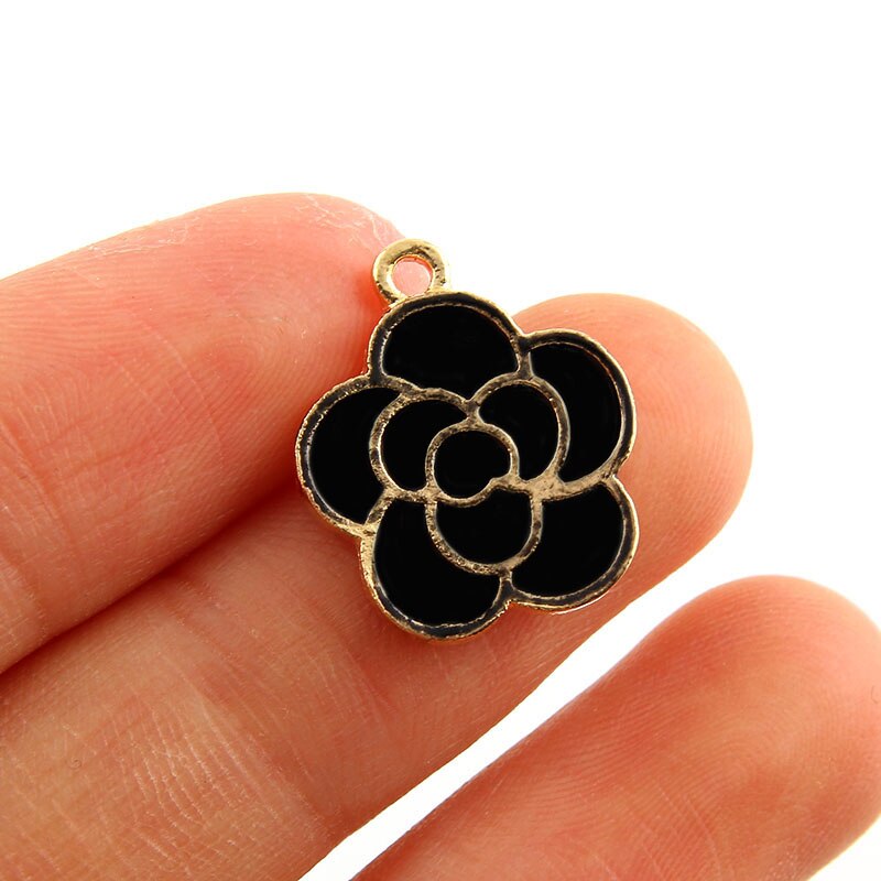 10 stücke Weiß Rosa Schwarz Emaille Rose Charm Anhänger Gold Farbe Legierung perlen Schmuck Finden