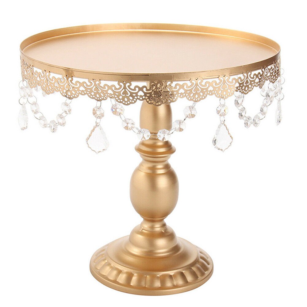 Ronde Metalen Cake Houder Cake Stand Cupcake Dessert Display Voor Tea Party Wedding MU8669: Gold B  Middle