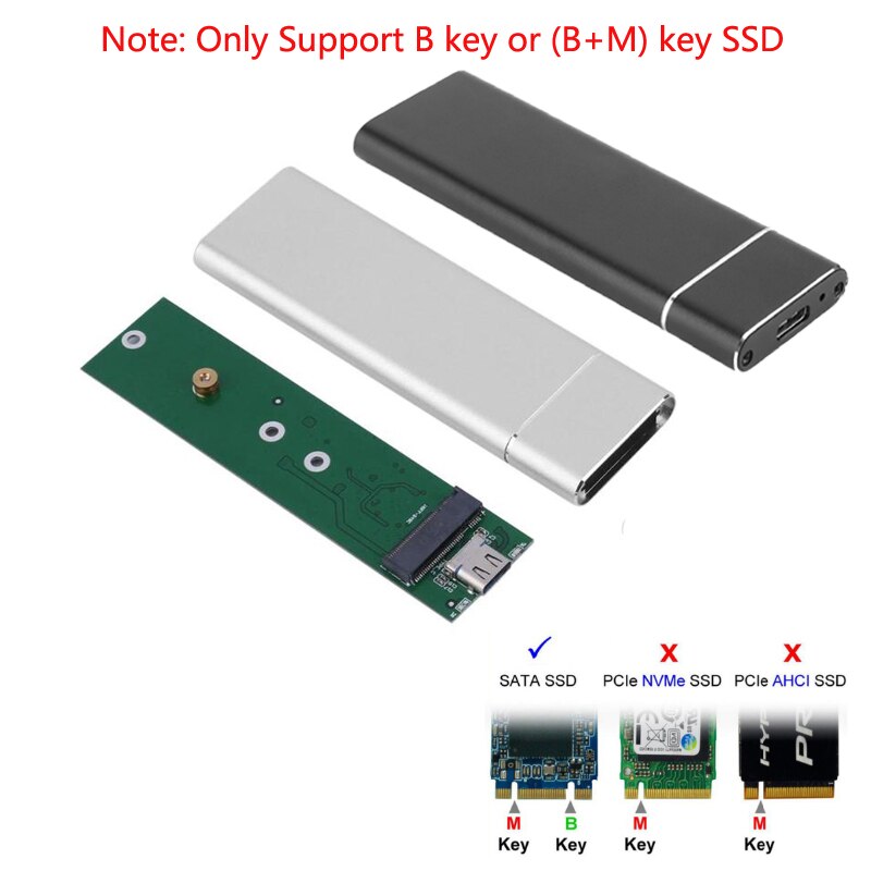 Boîtier SSD USB 3.1 vers M.2 NGFF, adaptateur UASP SuperSpeed pour 2242 2260 2280 M2
