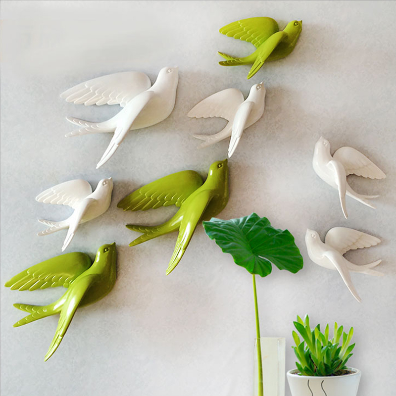 Muurstickers Swallow Home Decor Woonkamer Slaapkamer 3d Muurstickers Decoraties Ornamenten Hars Vogel Beeldje Standbeeld Op Muur