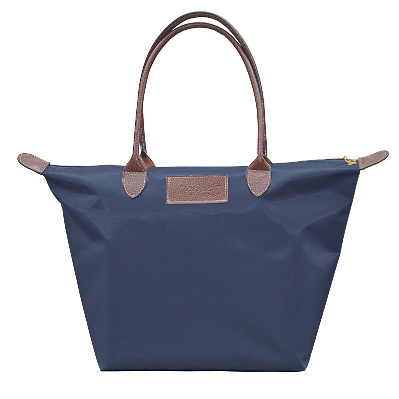 Sac à main en toile pour femmes, fourre-tout de grande capacité en tissu Oxford, sac à bandoulière de Shopping,: Deep Blue