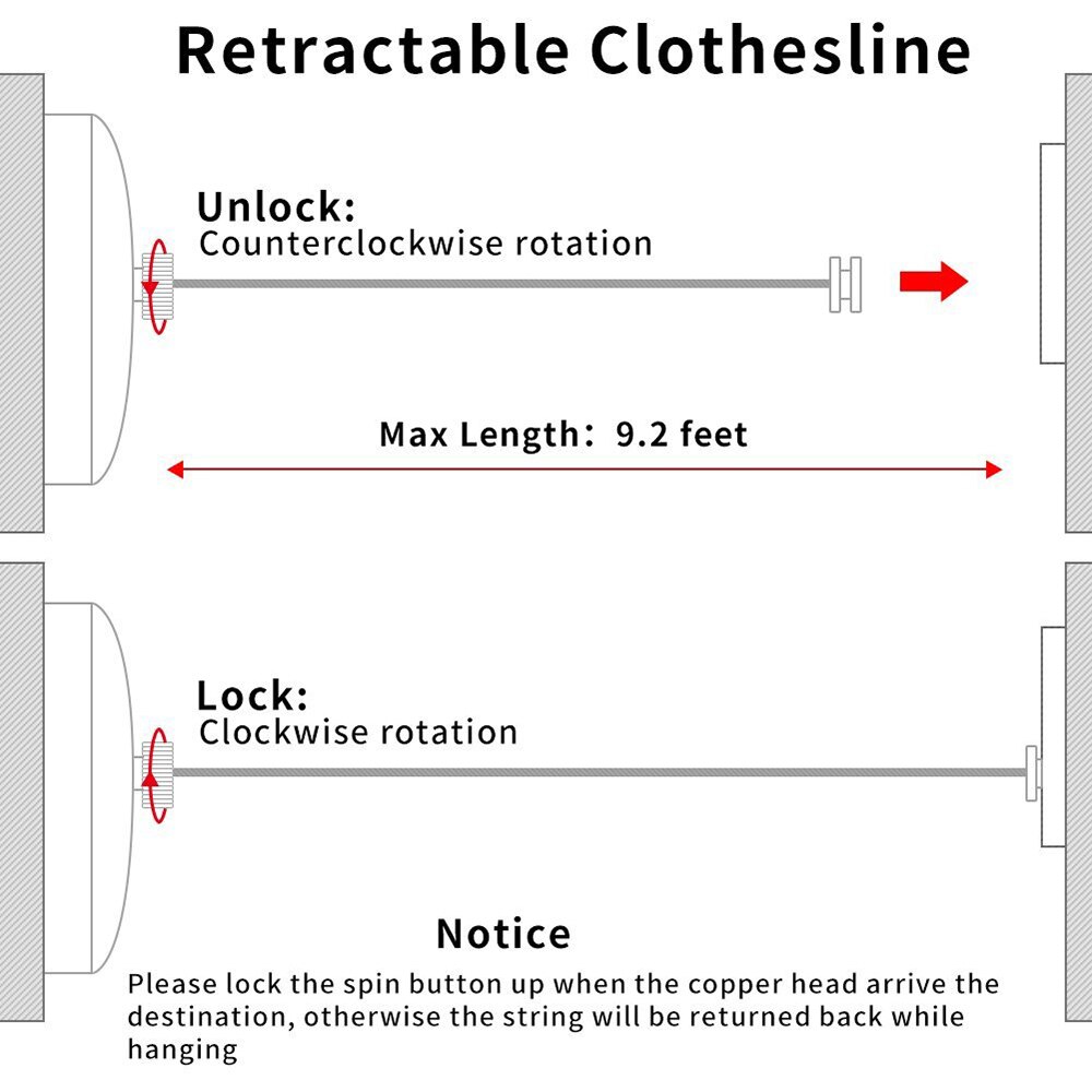 Retractable Clothesline| Indoor And Outdoor Heavy Duty Clothes Dryer Easy Installation| Good For Wet Or Dry Clothes