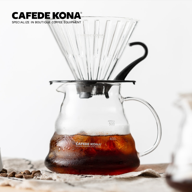Cafetera KONA, servidor de café, 12OZ(360ml) 20OZ(600ml), vidrio resistente al calor, goteo de mano se puede utilizar con 101/102 goteros/gotero de onda