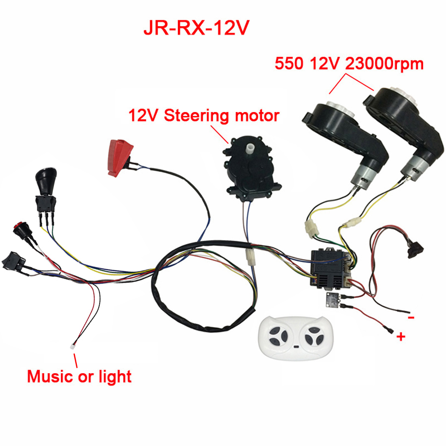 Coche eléctrico para niños, accesorios DIY, cables y caja de cambios, coche de juguete hecho a sí mismo, juego completo de piezas para coche eléctrico, paseo para niños: Negro
