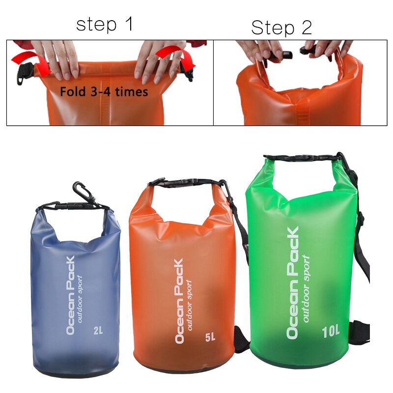 2L 5L 10L all'aperto Borsa Nuoto Impermeabile asciutto sacco Sacchetto di Immagazzinaggio fiume rafting kayak campeggio Viaggi Acqua Barile