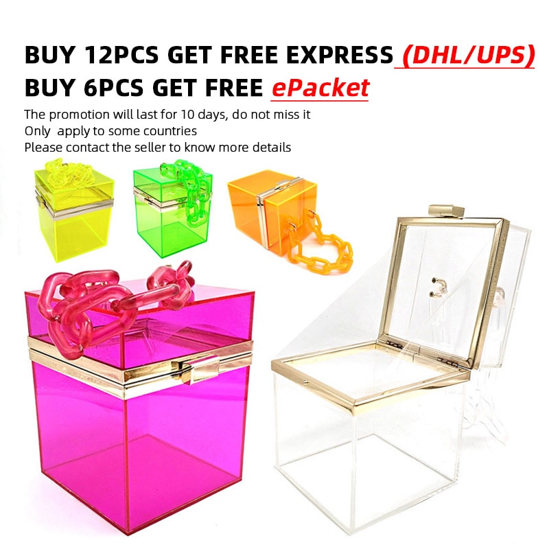 MIX ORDER Transparent bag women evening party bag bridal wedding tote bag clear acrylic square box