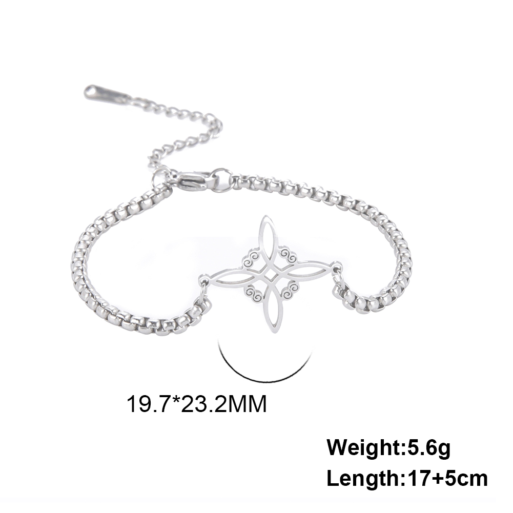 Dawapara – Bracelet à breloques avec nœud de sorcière pour femmes, amulette de Protection des nœuds celtiques, chaîne de perles en acier inoxydable, bijoux Wiccan de sorcellerie: Couleur or pur