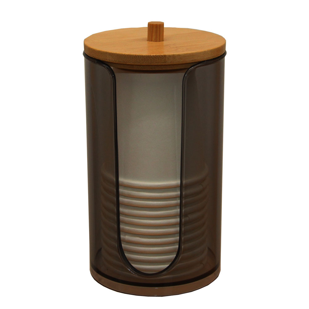 Wegwerp Bekers Dispenser Plastic Bekerhouder Voor Water Dispenser Cup Opbergrek Cups Container Met Bamboe Deksel: Black