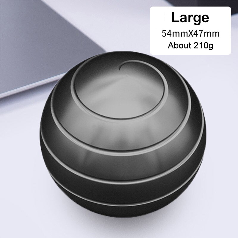 38/45/54mm Mini Desktop Stress Relief Toy Revolving Decompression Ball Desk Office Decor Art Toy Rotary Tabletop Ball for Kids: L Black