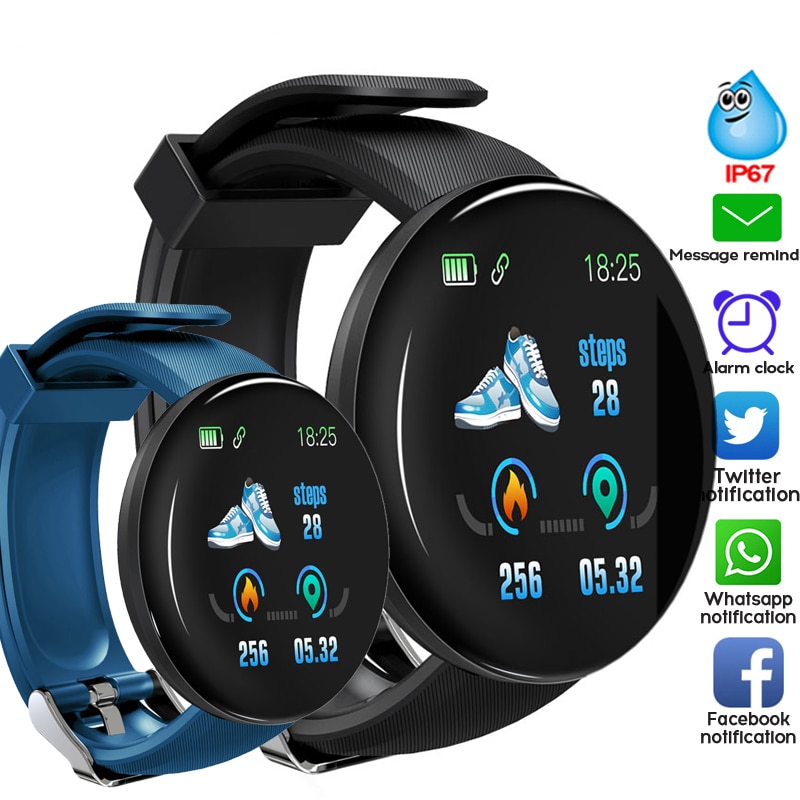 50 # D18 Intelligente Della Vigilanza Donne Degli Uomini di Pressione Sanguigna Rotonda Smartwatch Impermeabile di Sport Intelligente Orologio Inseguitore di Fitness Per Android Ios