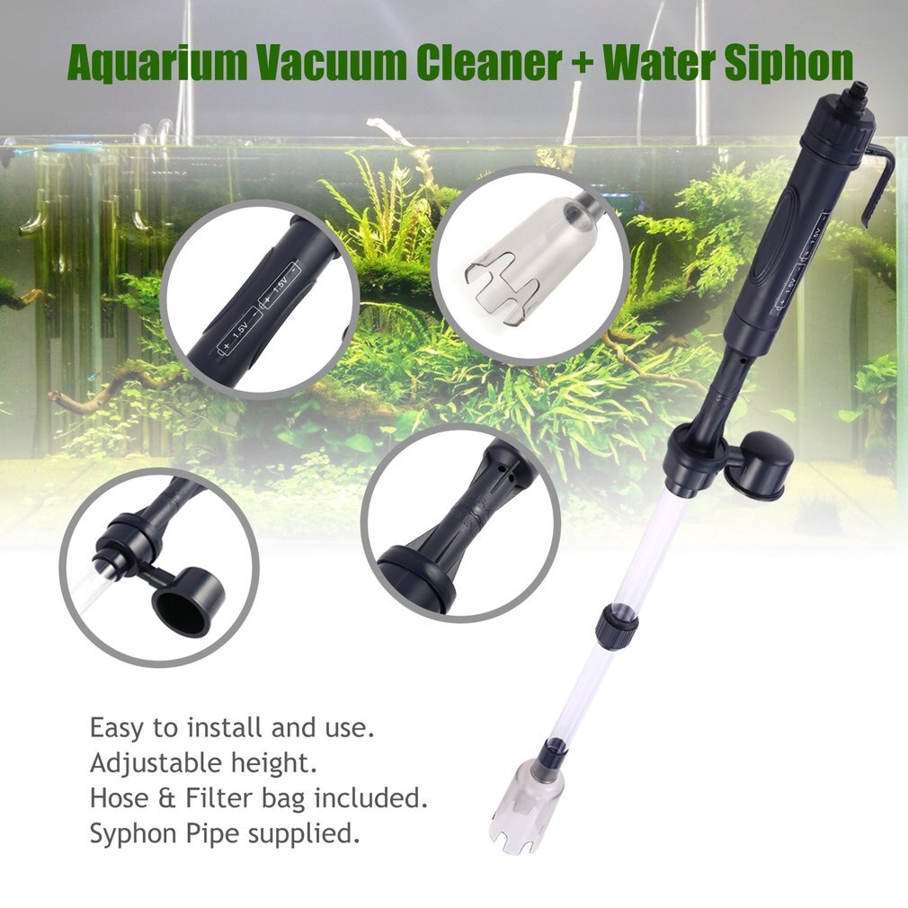 1Pc Aquarium Battery Syphon Operated Fish Tank Vacuum Gravel Water Filter Clean Siphon Filter Cleaner Fish Tank Tools