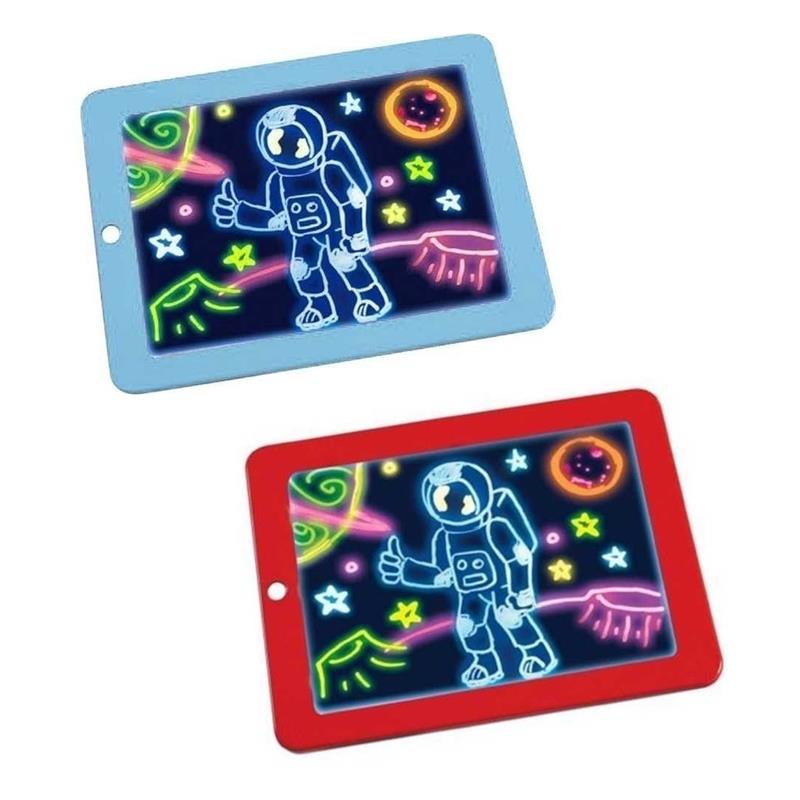 Led rittavla intressant tecknad blå/röd glödande rittavla student 3d tavla skriv graffiti magisk rittavla