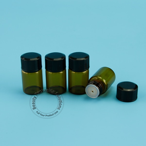 50 stks/partij 1 ml Mini Amber Dropper Flacon 1/30 OZ Test Sample Pot Cosmetische Container essentiële Olie Flessen Make
