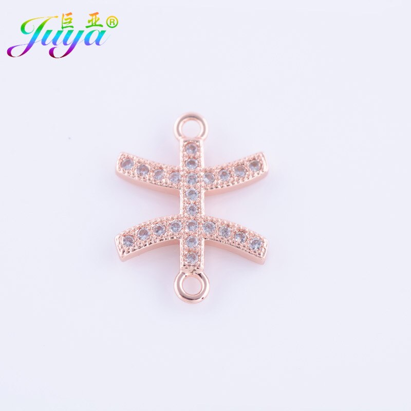 Gioielli FAI DA TE Forniture di Rame Femminile 12 Costellazioni Dello Zodiaco Fascino del Connettore Pendenti con gemme e perle Per Le Donne Del Braccialetto Della Collana Fare: Rose Gold Pisces