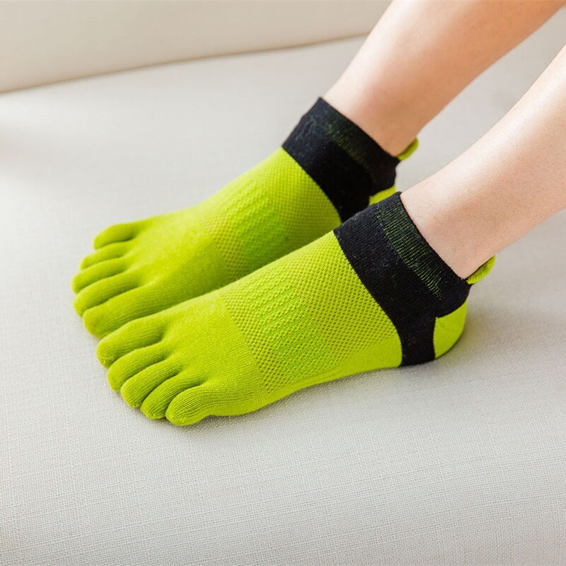 Toe Socks Women 100 Cotton Five Fingers Socks Breathable Cotton Socks Sports Running Solid Color Yellow Blue Sock Female Sox