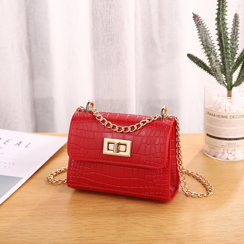 Mini bolso de gelatina de cuero para mujer, cartera de mano con perlas para , monedero,: red