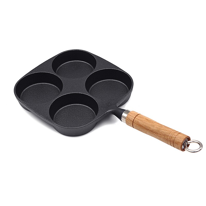 Verdiept De Eivorm Gietijzeren Ei Knoedel Pan Binnenlandse Ei Hamburger Machine Ongecoat Non-stick Pan Met porositeit Platte