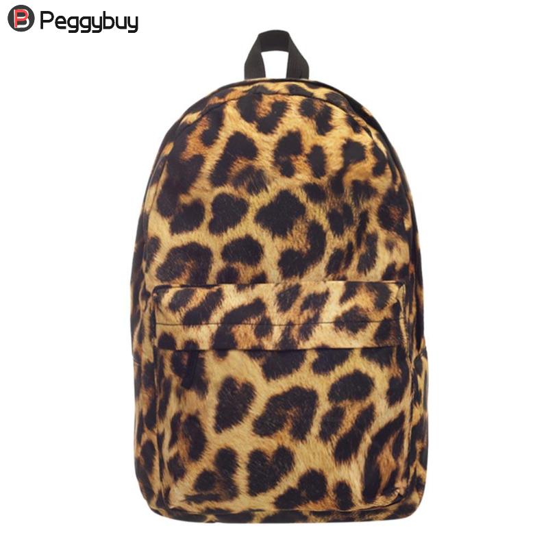 Street Style Women 3D Leopard Printed Backpacks Teen Girls Travel Shoulder School Backpack Mochila Feminina